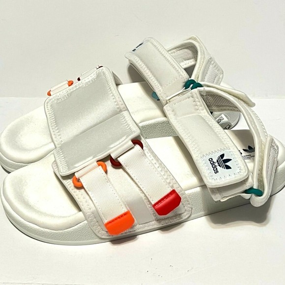 adidas Size 6 Originals New Adilette Sandal 4.0 White Orange Unisex Strap GZ8828 main image 12